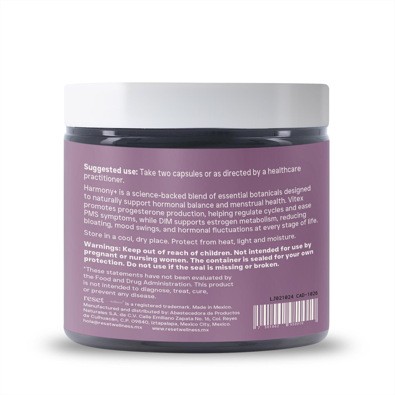 reset wellness Harmony+ | Vitex, DIM, Soy Isoflavones, Methylfolate & Selenium | Supports Women’s Hormonal Balance, Cycle Regulation & Mood Stability | 60 Capsules reset wellness buy supplements canada