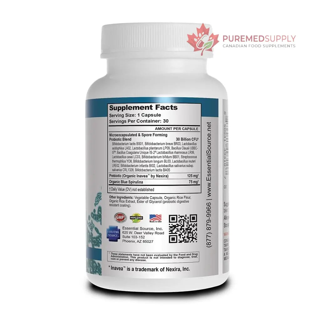 Essential Source TriActive Biotics for Men - Probiotic Capsules, 30 Billion CFU with Prebiotics & Blue Spirulina, Shelf Stable, Allergen Free, Digestive & Immune Support, 30 Count Essential Source buy supplements canada