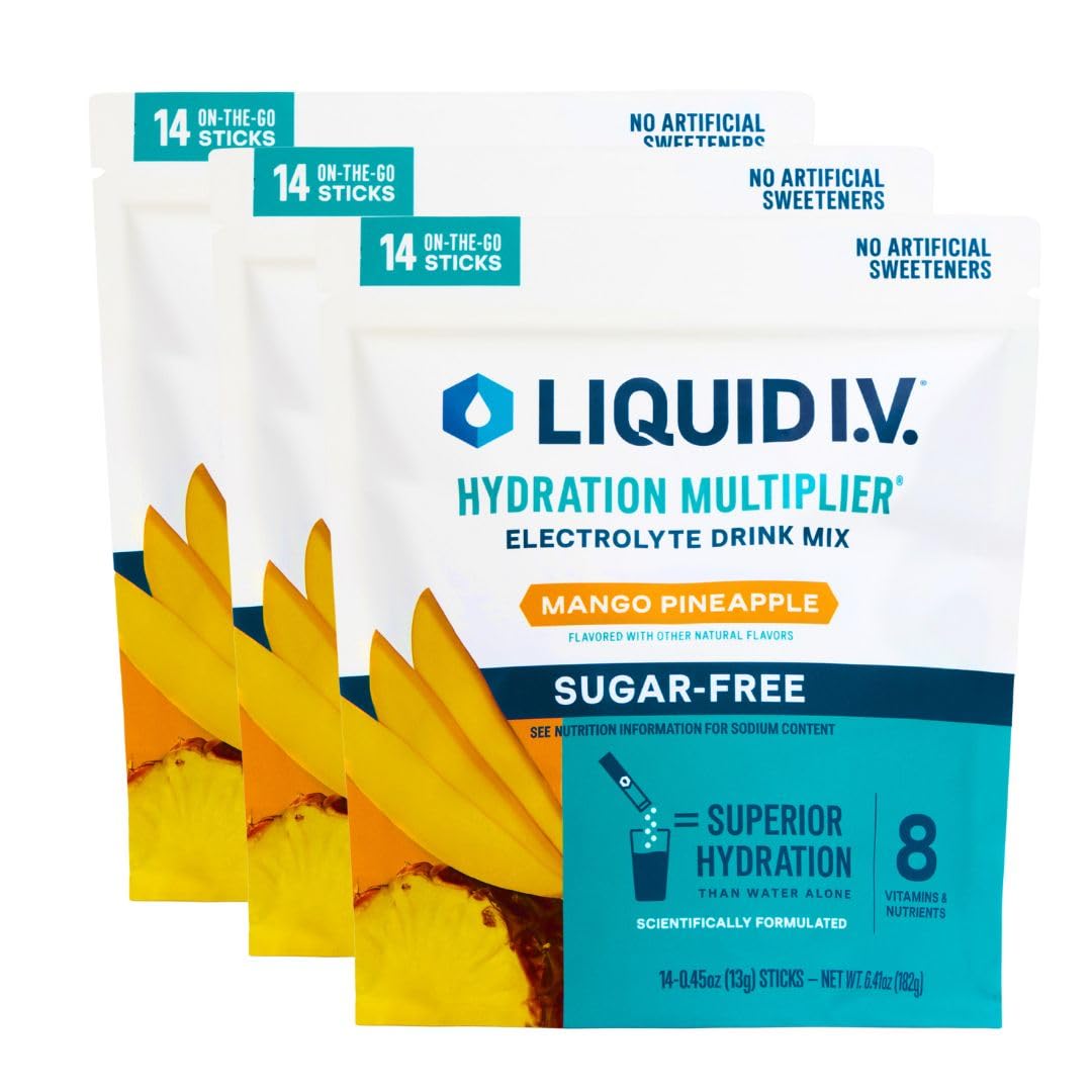 Liquid I.V.® Hydration Multiplier Sugar-Free – Mango Pineapple | Electrolyte Powder Drink Mix | 3 Pack (42 Servings) Liquid I.V. buy supplements canada
