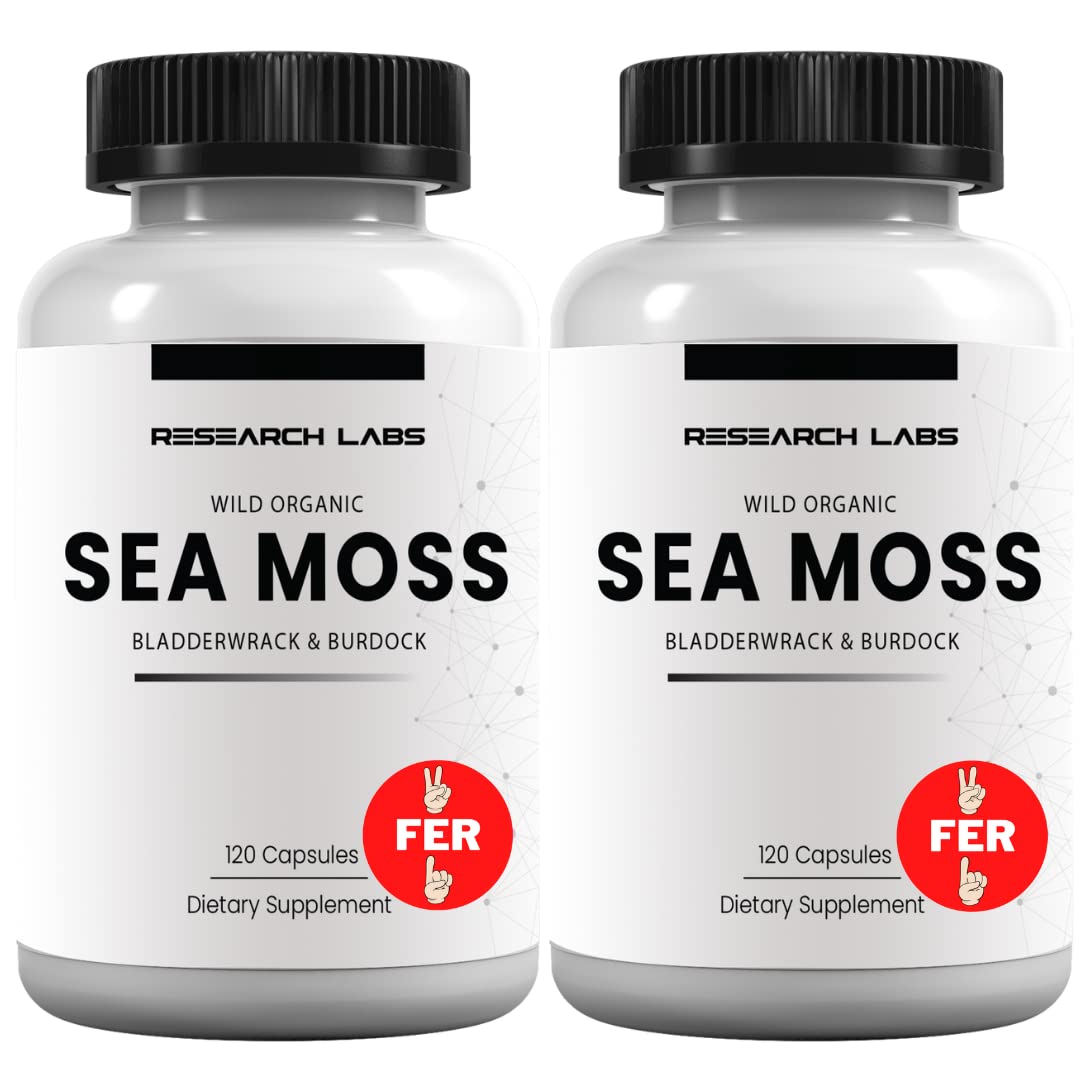 Research Labs 2 Fer 1 Ad Organic Irish Sea Moss Capsules 240 Total Pills, Raw Wildcrafted Seamoss Enhanced w/Bladderwrack & Burdock Root Antioxidant Powerhouse. Thyroid Support Research Labs buy supplements canada