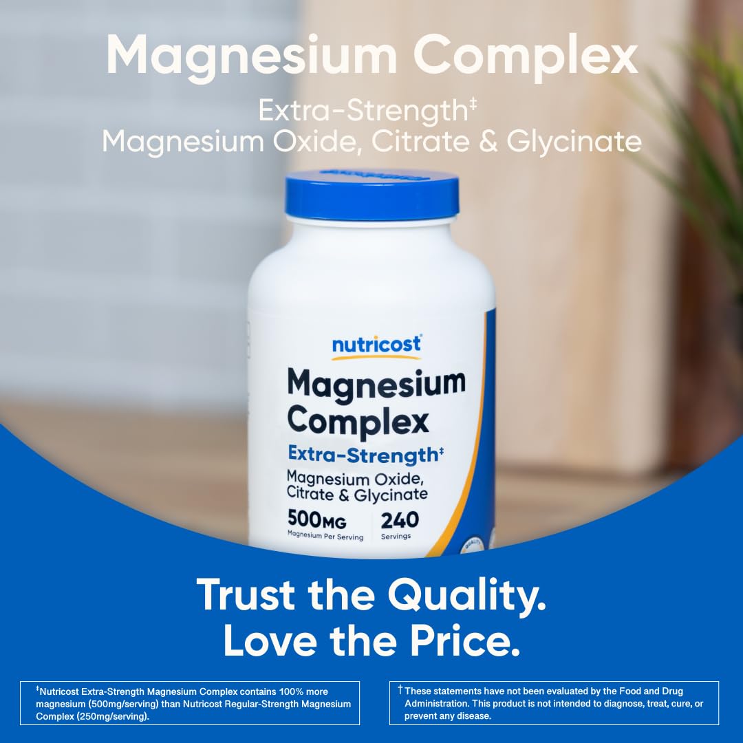 Nutricost Magnesium Complex 500mg, 240 Capsules - Magnesium Oxide, Citrate, and Glycinate - Gluten Free and Non-GMO Nutricost buy supplements canada