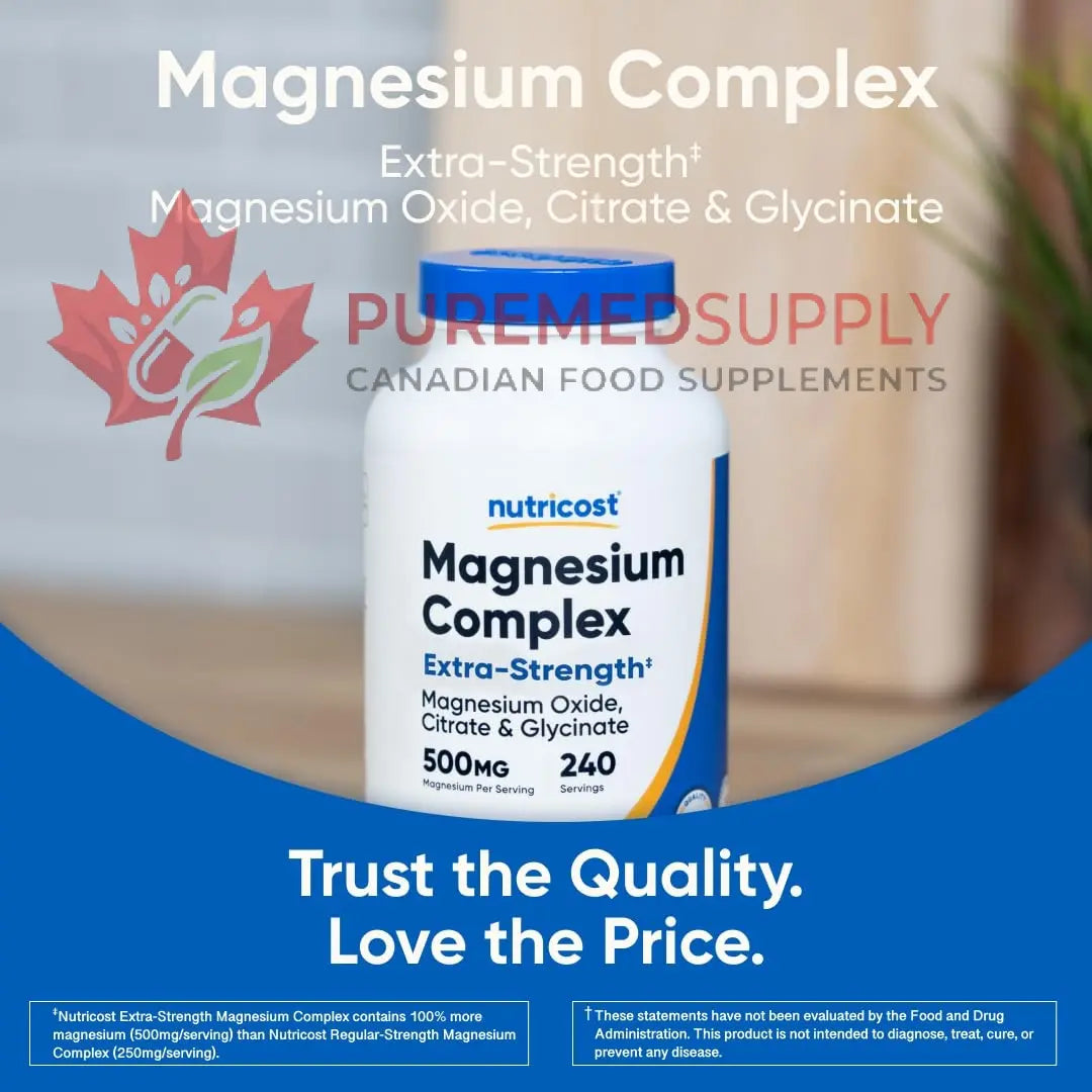Nutricost Magnesium Complex 500mg, 240 Capsules - Magnesium Oxide, Citrate, and Glycinate - Gluten Free and Non-GMO Nutricost buy supplements canada