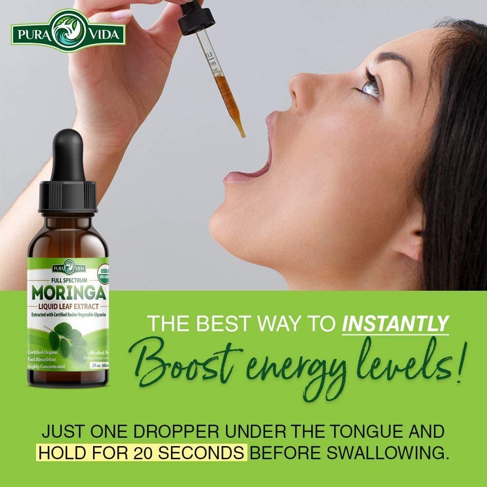 PURA VIDA MORINGA Leaf Extract Liquid Drops - USDA Organic Certified - Highly Purified, Bioavailable & Faster Absorption than Moringa Powder or Capsules PURA VIDA MORINGA buy supplements canada
