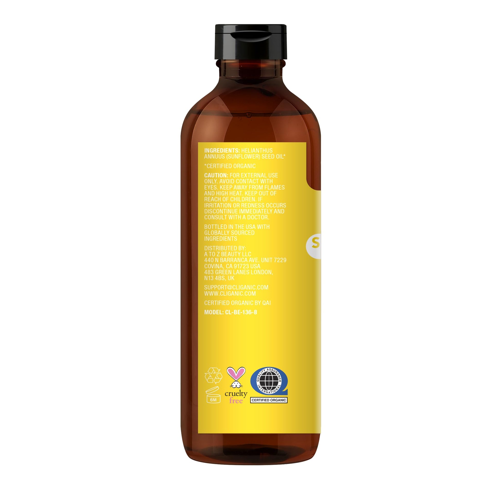 Cliganic Organic Sunflower Oil, 100% Pure (8oz) - For Skin, Hair & Face | Natural Cold Pressed Unrefined Cliganic buy supplements canada