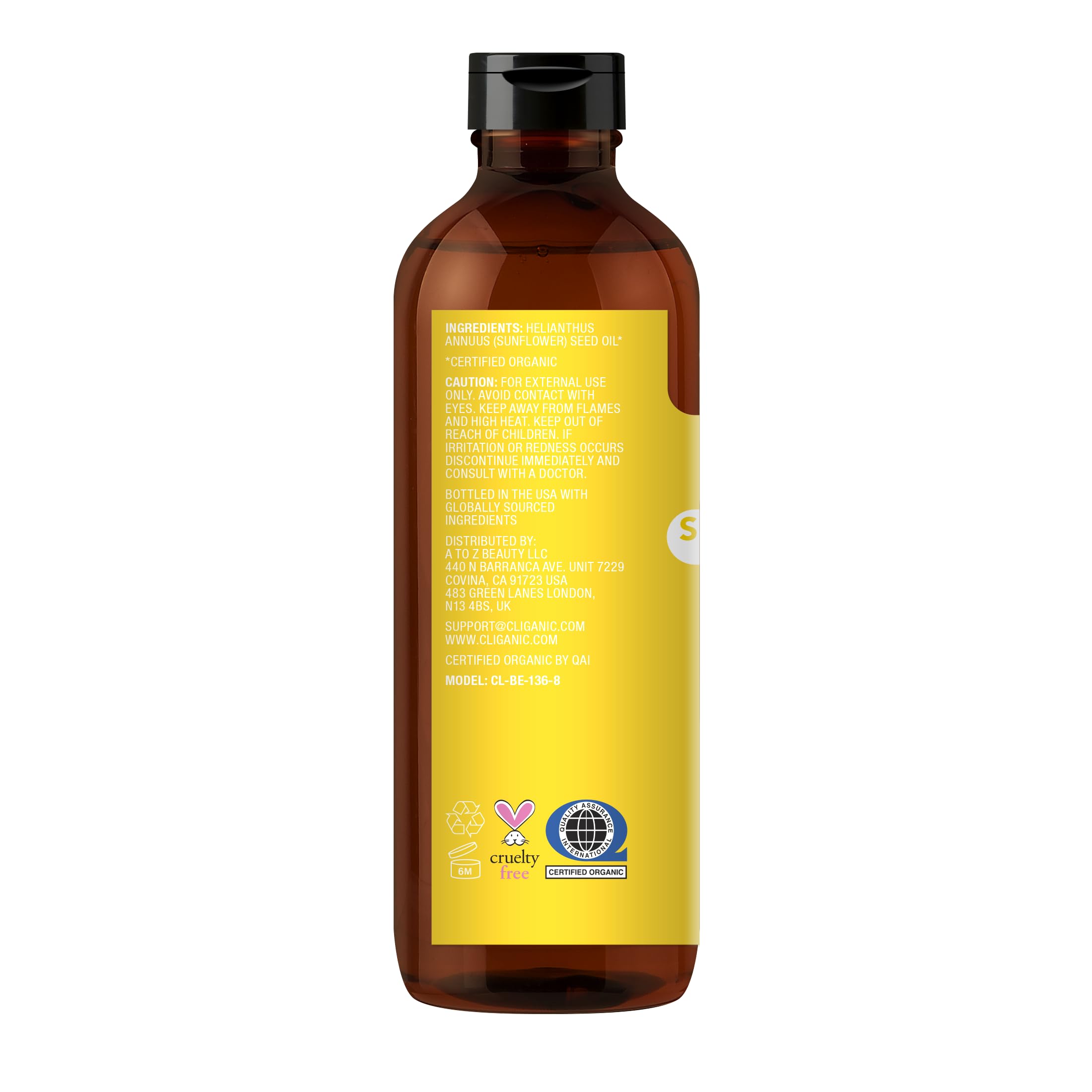 Cliganic Organic Sunflower Oil, 100% Pure (8oz) - For Skin, Hair & Face | Natural Cold Pressed Unrefined Cliganic buy supplements canada