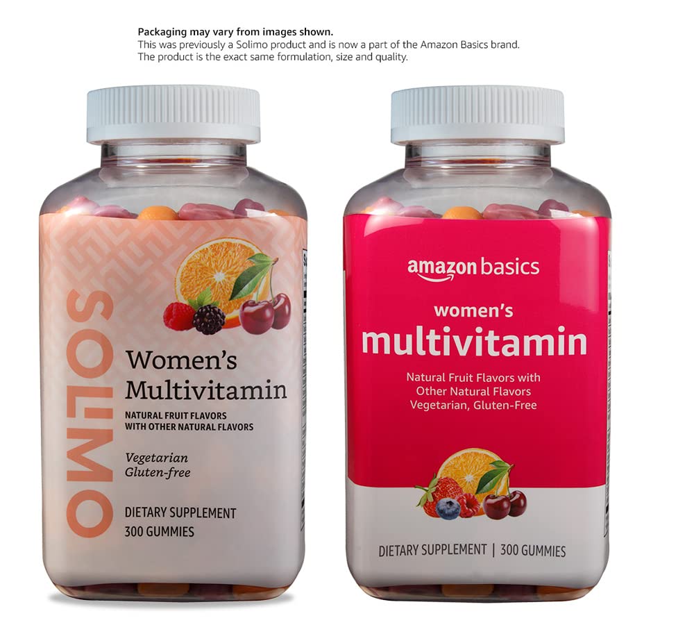 Amazon Basics Women's Multivitamin, Mixed Berry Flavor, Vegetarian & Gluten-Free, 300 Gummies Amazon Basics buy supplements canada