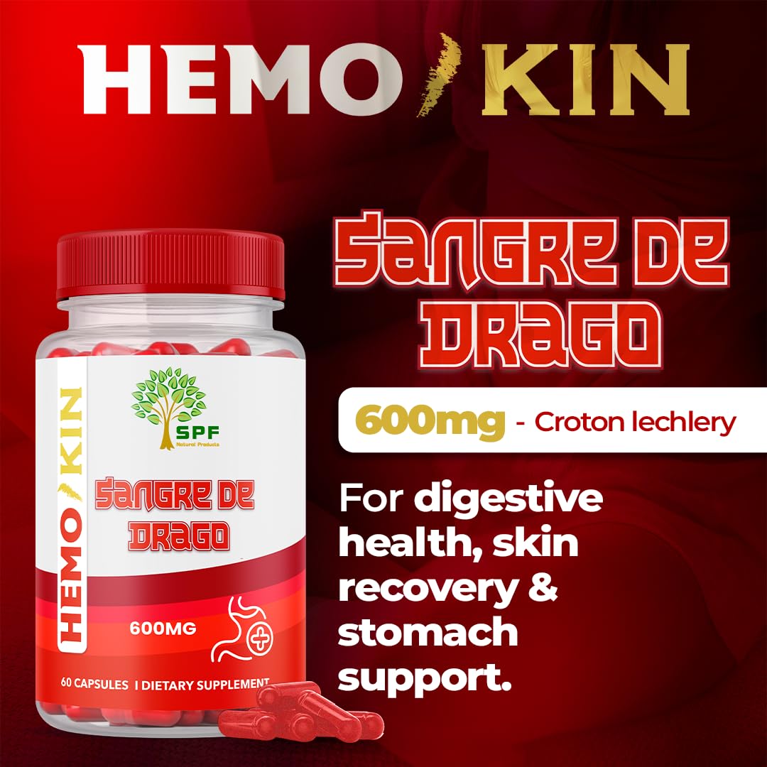 SPF Natural Products HEMOKIN with Sangre de Drago – Hemorrhoid and Fissure Relief Supplement, Helps with Itching, Swelling, Pain Relief (60 Caps) (1) SPF Natural Products buy supplements canada