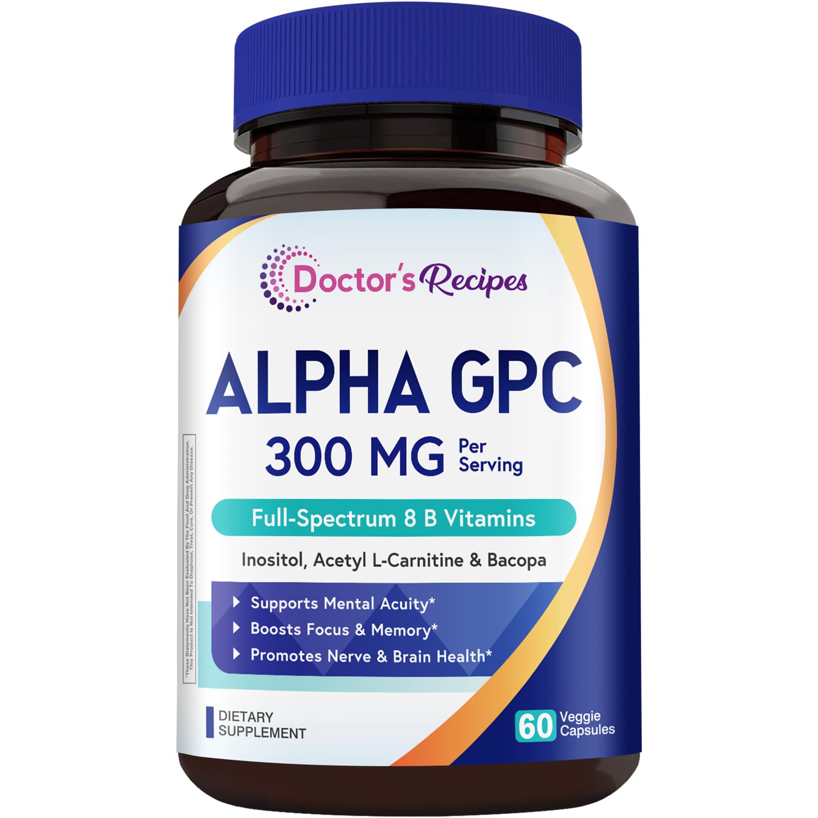 Doctor's Recipes Alpha GPC 300 mg Supplement, with 8 B Vitamins, Inositol, Acetyl L-Carnitine, Highly Bioavailable Source of Choline, 12-in-1 Cognitive Support for Women & Men, 60 Veggie Capsules Doctor's Recipes buy supplements canada