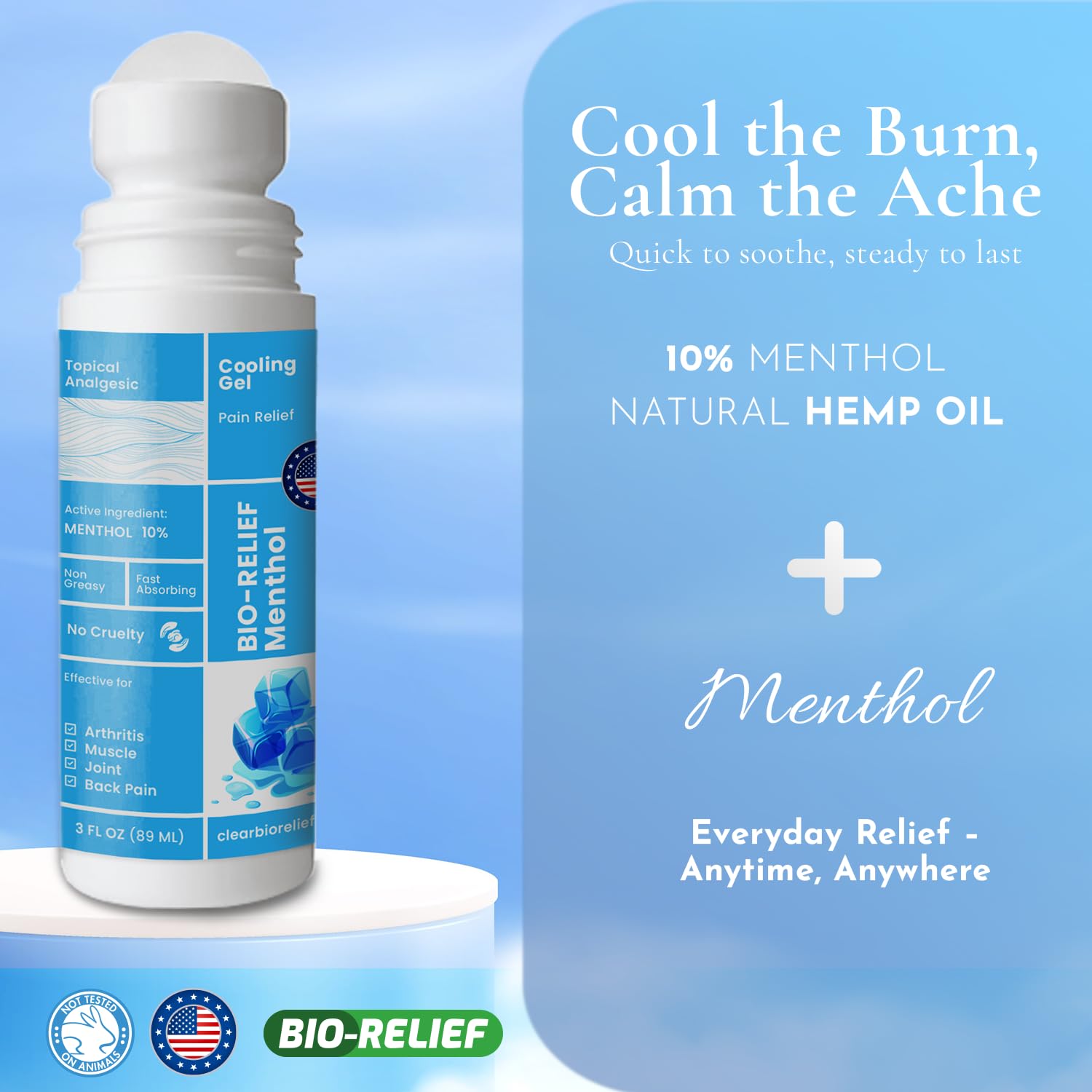 BIO-Relief Pain Roll On w 10% Menthol & Arnica | Highly Effective, Cool & Topical Pain Relief Extra Strength for Arthritis, Muscle, Joint, & Back - Easy Roll On Maximum Strength, Made in USA Scientific Solutions Global buy supplements canada
