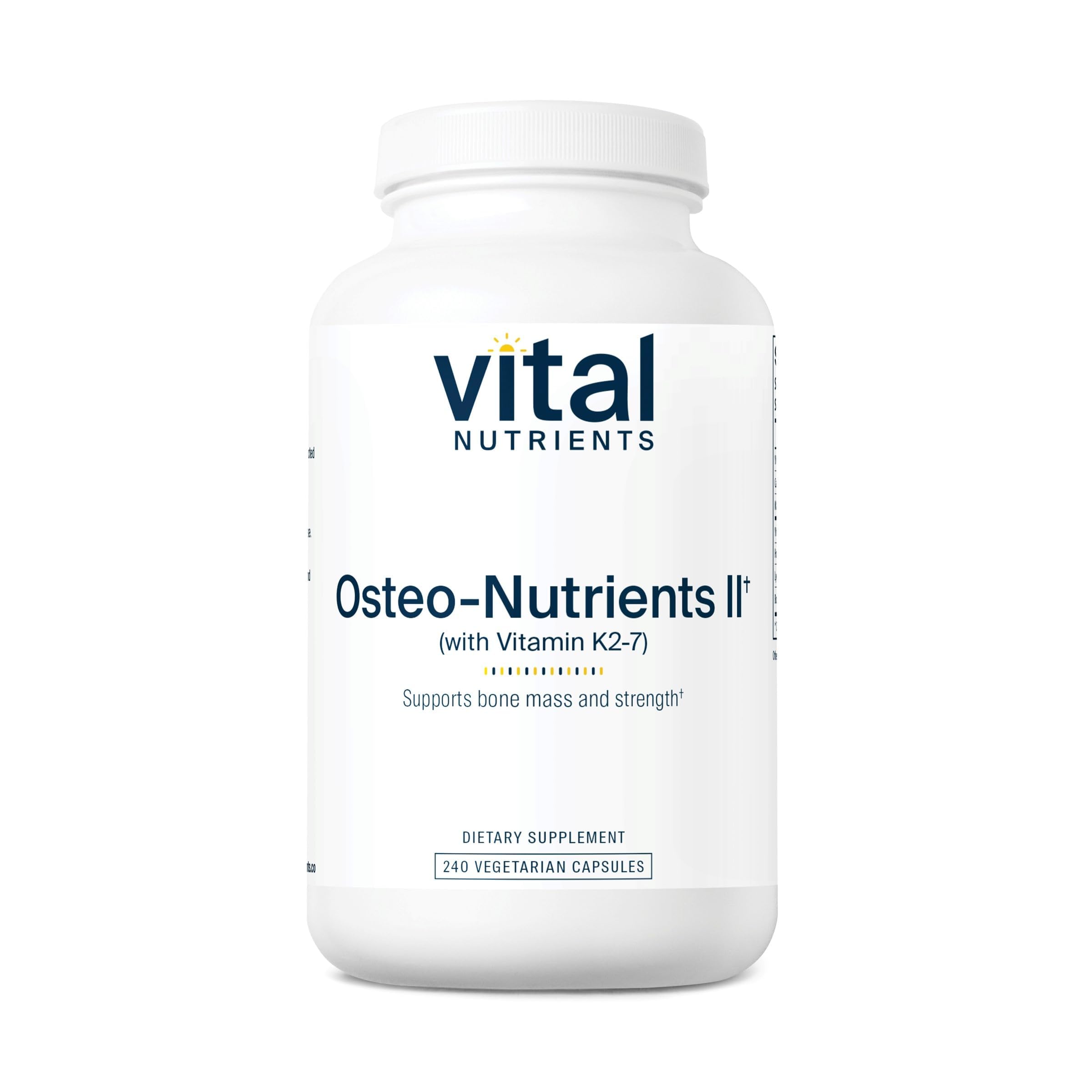 Vital Nutrients Osteo-Nutrients II - Vitamin K2 + D3, Calcium, Boron, and Magnesium for Bone Strength* - Healthy Heart Support - Vegetarian Supplement - Gluten, Dairy, Soy Free - 240 Capsules Vital Nutrients buy supplements canada