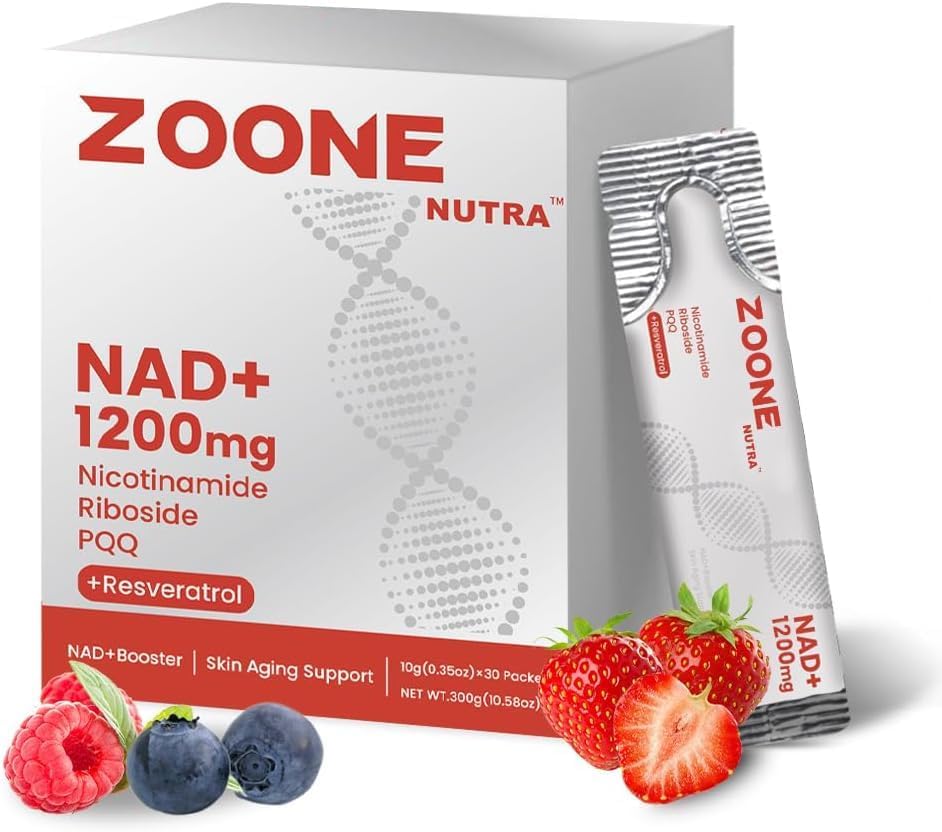 Zoone Nutra NAD Supplement 1200mg with Nicotinamide Riboside, PQQ & Resveratrol – Advanced Cellular Energy & Longevity Support – Anti-Aging Formula for Mental Clarity – 30 Packets Zoone Nutra buy supplements canada