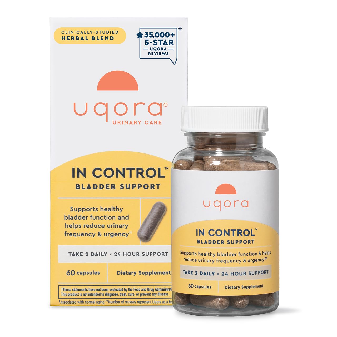 Uqora in Control Bladder Support - Daily Bladder Care & Support for Urinary Comfort - Made with botanicals, Like Horsetail & Spicebush - Gluten-Free & Vegetarian - 60 Capsules Uqora buy supplements canada