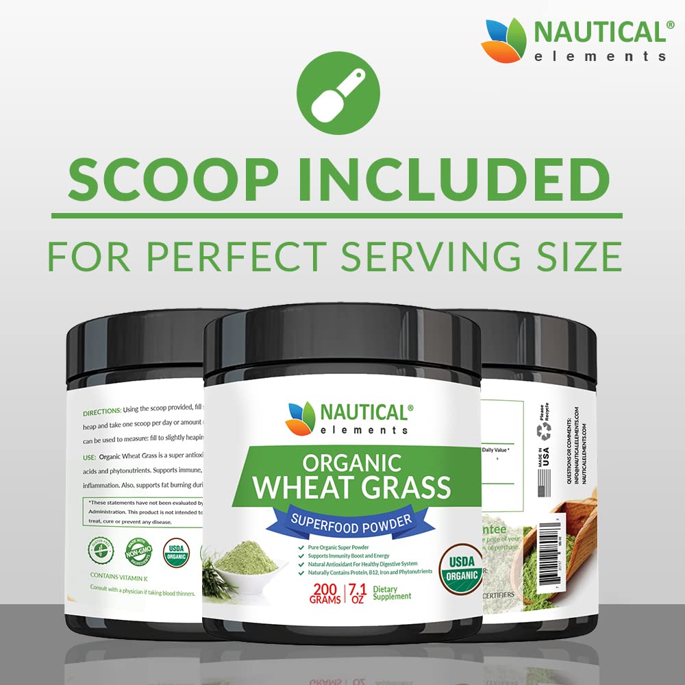 Wheatgrass Powder - USDA Certified Organic Wheat Grass Powder That Is Rich In Essential Amino Acids, Chlorophyll, Antioxidants, Fatty Acids, Minerals & Vitamins - US Grown - Vegan & Non-GMO Superfoods Nautical Elements buy supplements canada
