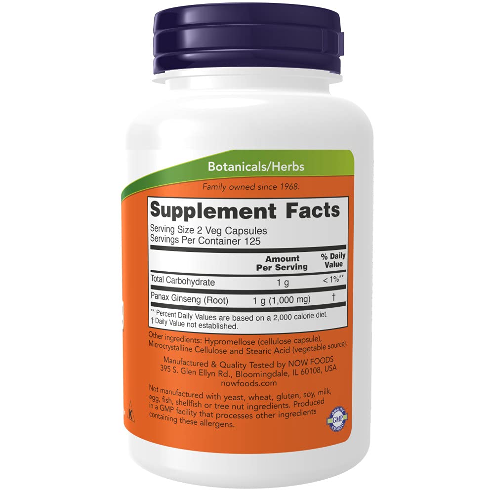 NOW Supplements, Panax Ginseng (Root) 500 mg, Adaptogenic Herb*, 250 Veg Capsules NOW buy supplements canada