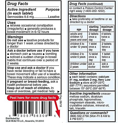 Senna Tablets 100 Ct. | Natural Vegetable Laxative [Made in USA] | Laxatives for Constipation Ulai buy supplements canada