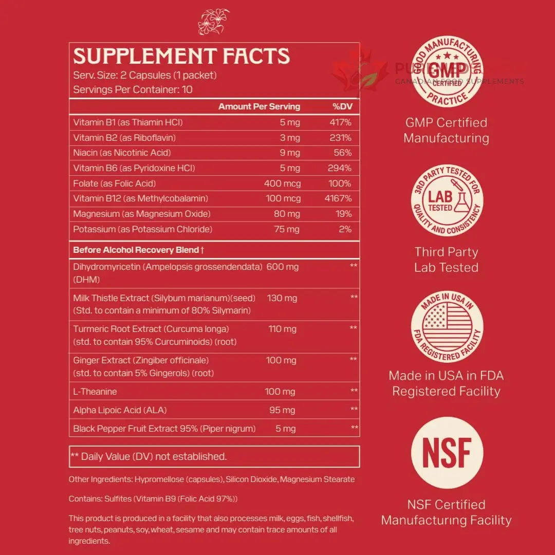 Apéritif Before Alcohol Recovery Supplement - DHM (Dihydromyricetin), Milk Thistle, Turmeric & B Vitamins - Hydration & Liver Support for Morning Clarity Apéritif Health buy supplements canada
