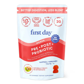 FIRST DAY Women’s Good Gut Tribiotic Gummies – 3-in-1 Prebiotic, Probiotic & Postbiotic Supplement – Supports Immune Function and Digestive FIRST DAY buy supplements canada