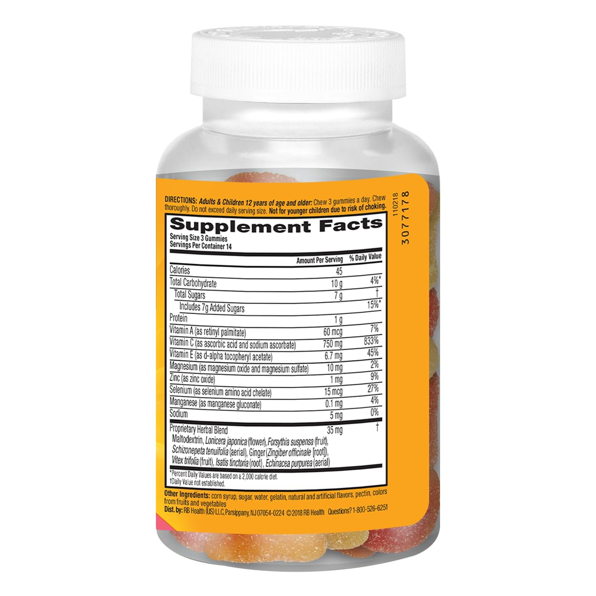 Airborne 750mg Vitamin C Immune Support Supplement Gummies for Adults, Assorted Fruit Flavor, Gluten Free Crafted Blend with Powerful Antioxidants Vitamins A C & E, 42 Gummies (2 Pack) Airborne buy supplements canada