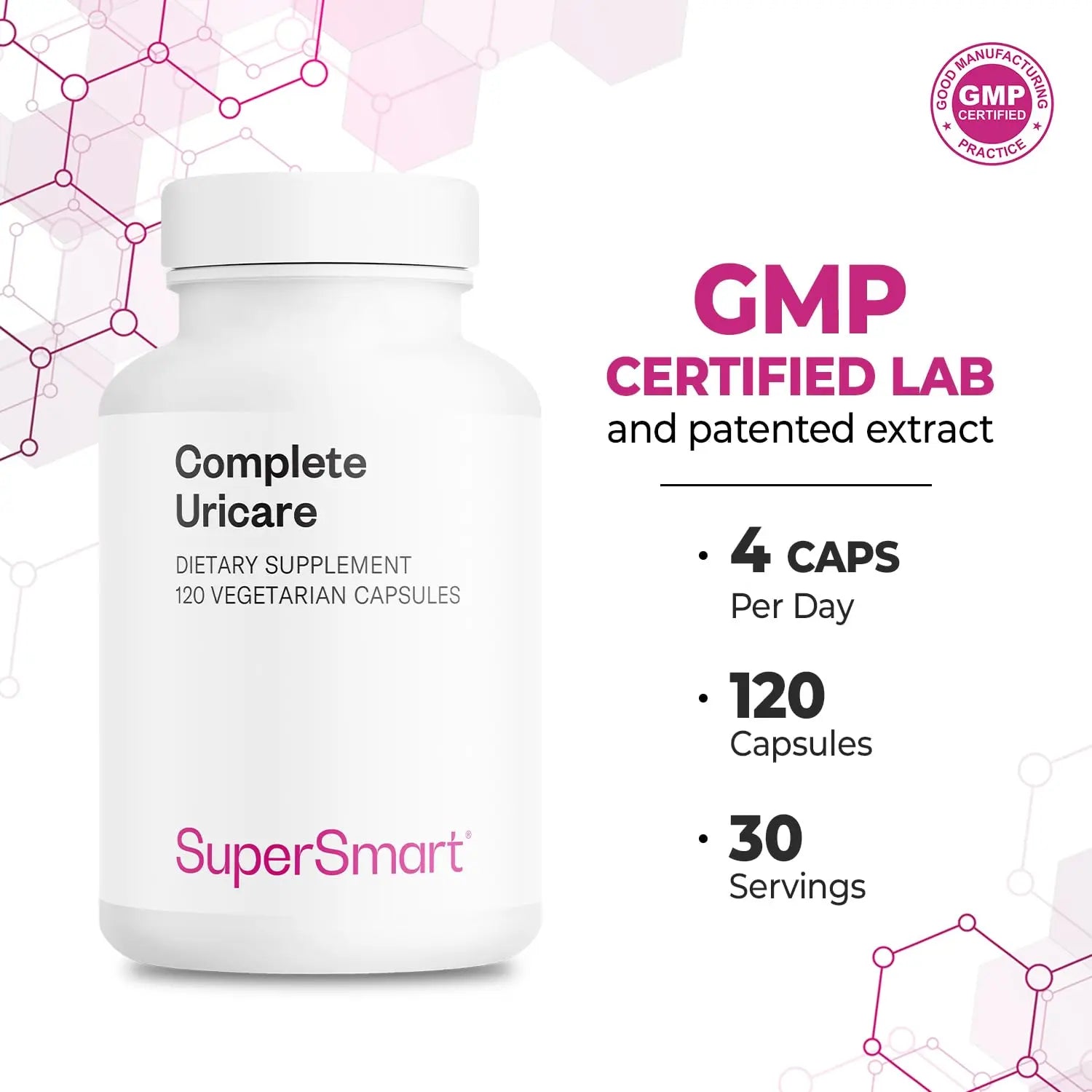 SuperSmart Complete Uricare (Patented & High Strength) - D-mannose, Go Less Pumpkin Seed, Varuna Bark - for Women & Men | Non-GMO & Gluten Free - 120 Vegetarian Capsules Supersmart buy supplements canada