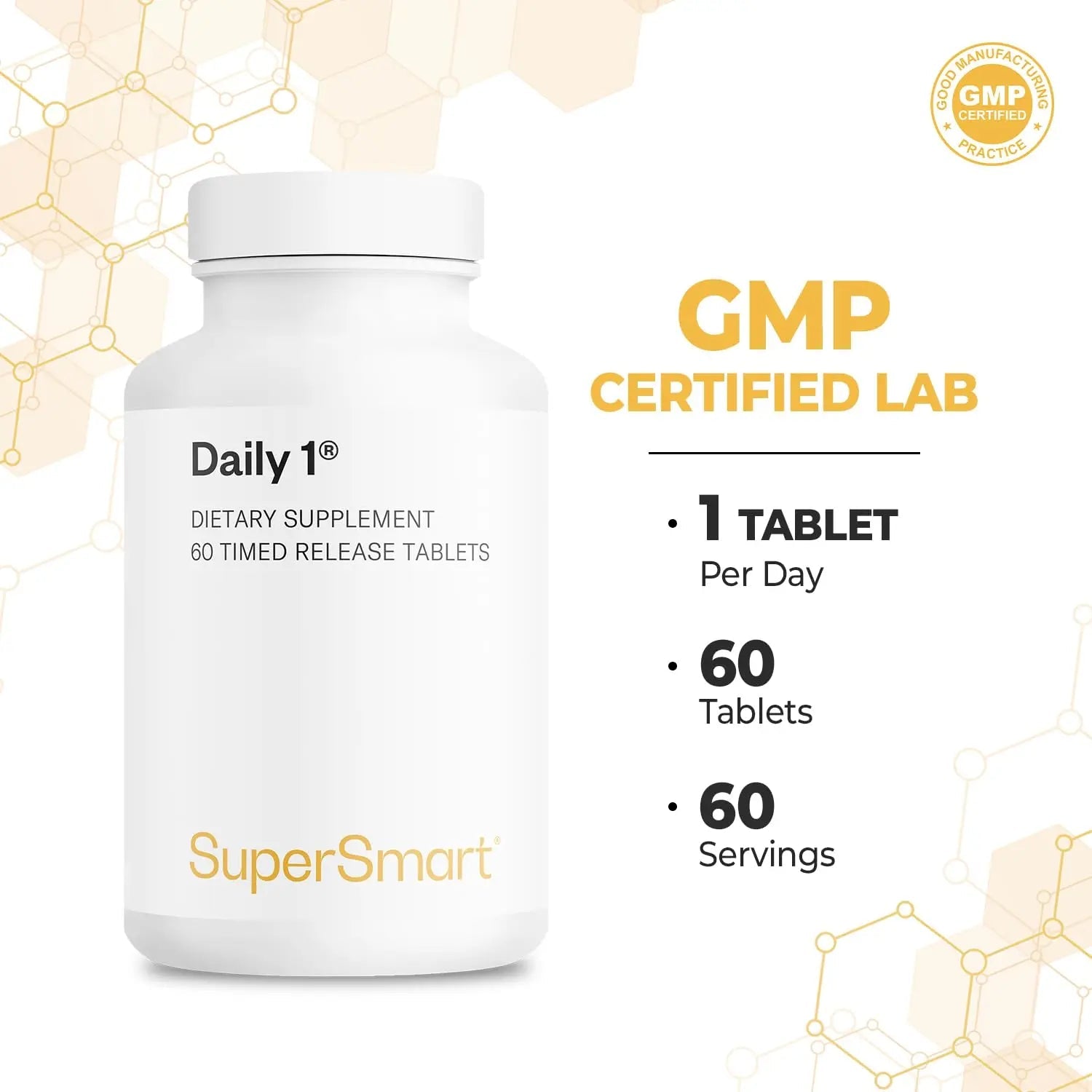 Supersmart - Daily 1® Timed Release - Multivitamin Supplement for Women & Men - with BioPQQ®, Vitamin A, B, C, D & E, Biotin, Quercetin & Fisetin | Supersmart buy supplements canada