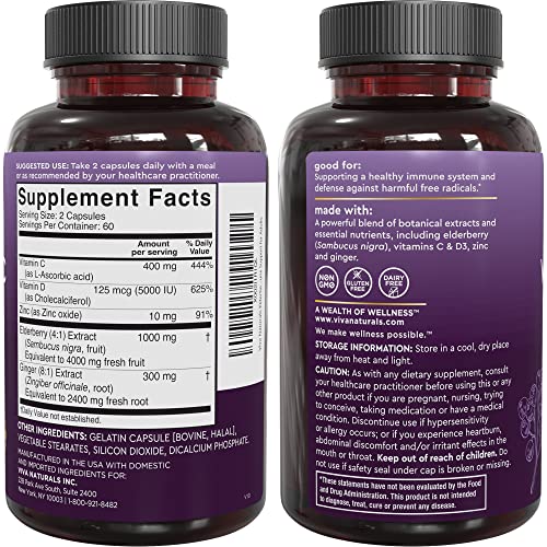Viva Naturals Sambucus Elderberry with Vitamin C and Zinc for Adults - 5 in 1 Sambucus Viva Naturals buy supplements canada