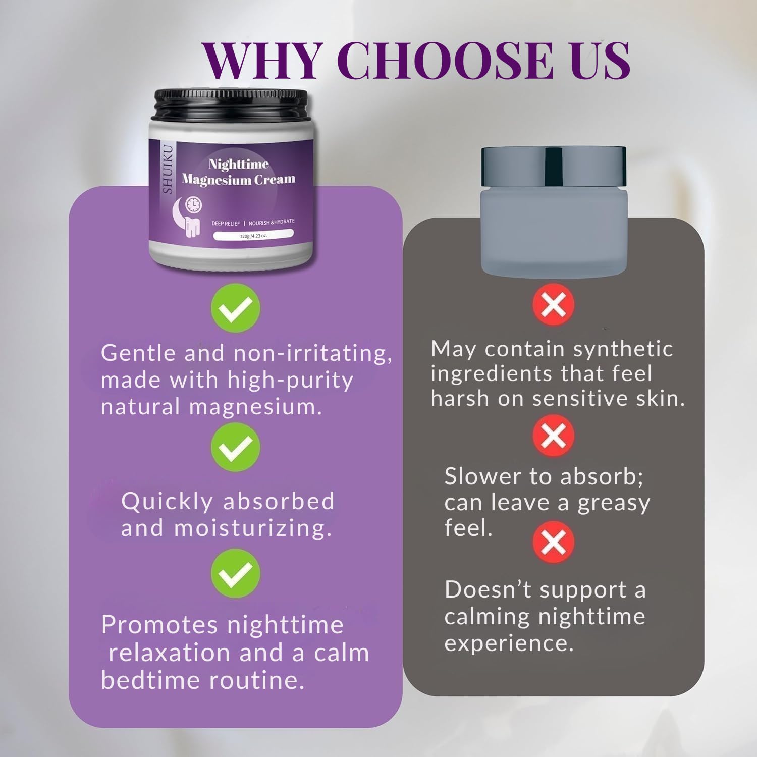 Magnesium Lotion for Sleep & Calm, Topical Magnesium Cream for Relaxation, Nightly Calm, Better Sleep, and for Leg Cramps & Pain SHUIKU buy supplements canada