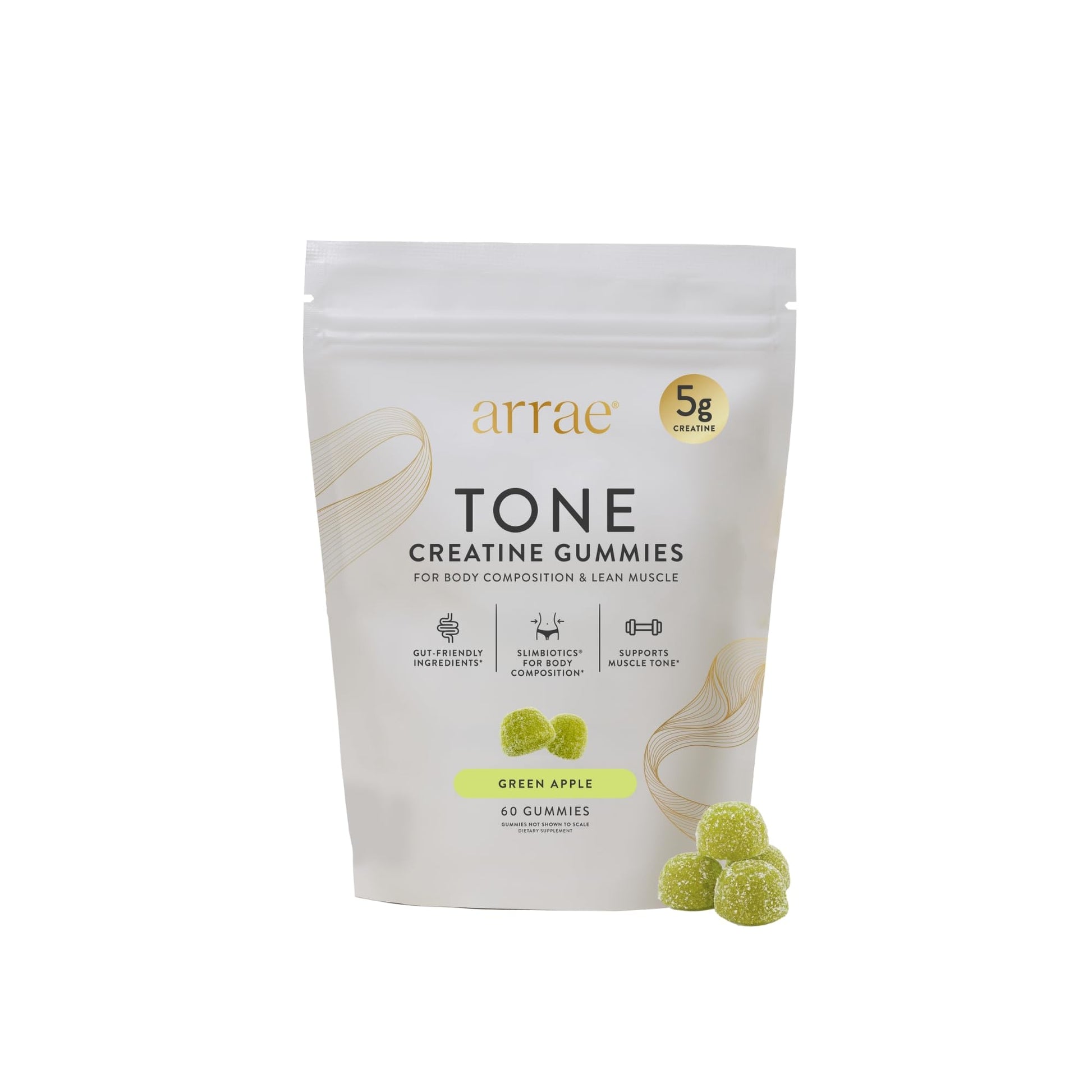 Arrae Tone Gummies – Creatine Monohydrate 5g for Women – Support Lean Muscle, Strength & Recovery – Hormone-Friendly Muscle Toning Supplement – Sour Green Apple Flavor – 60 Count (Sour Green Apple) Arrae buy supplements canada