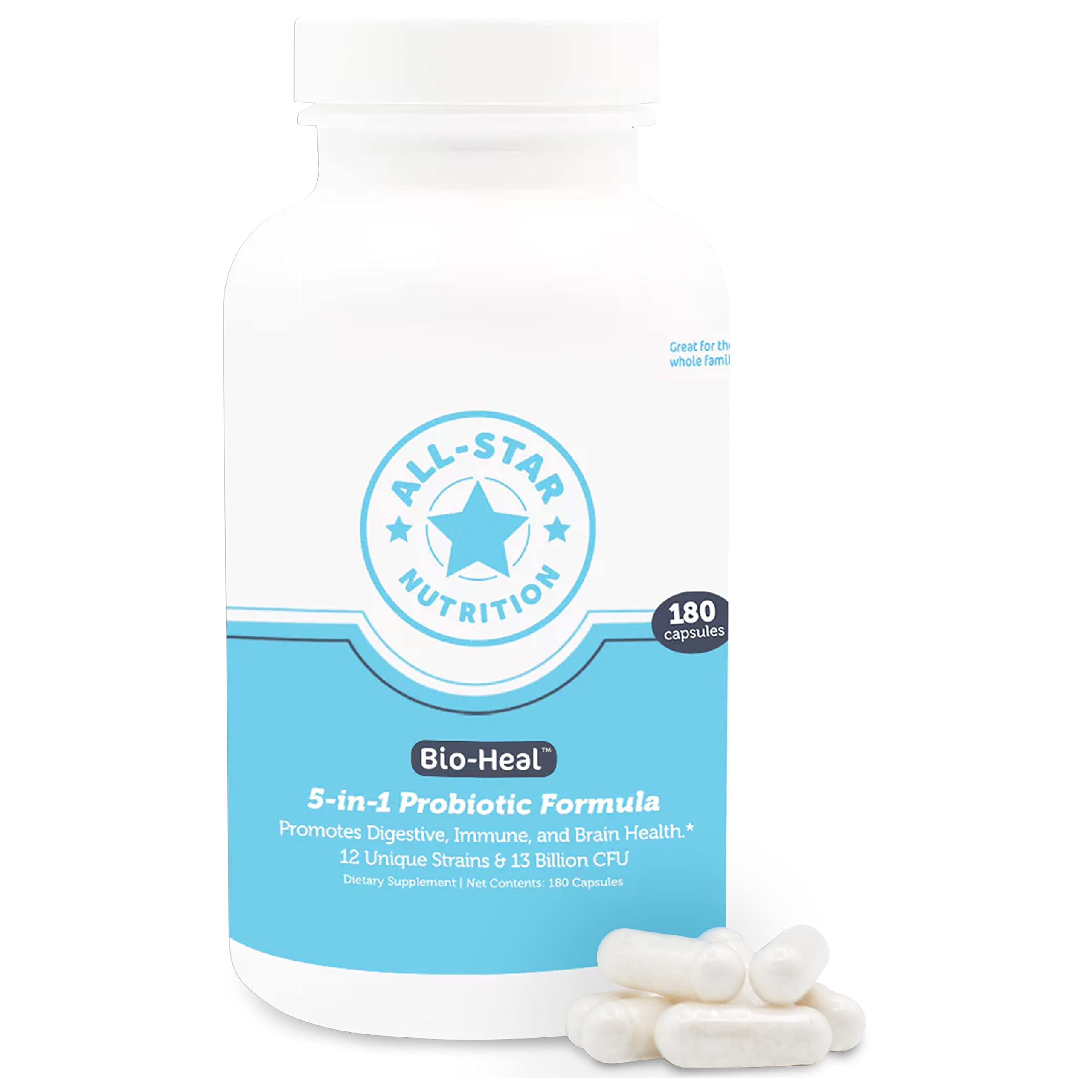 5-in-1 Bio-Heal® Probiotic Capsules for Kids, Men & Women - Best Supplement for Brain Function, Gut Health & Constipation - Shelf Stable & Fortified with Vitamins, Minerals & Prebiotics All-Star Nutrition buy supplements canada