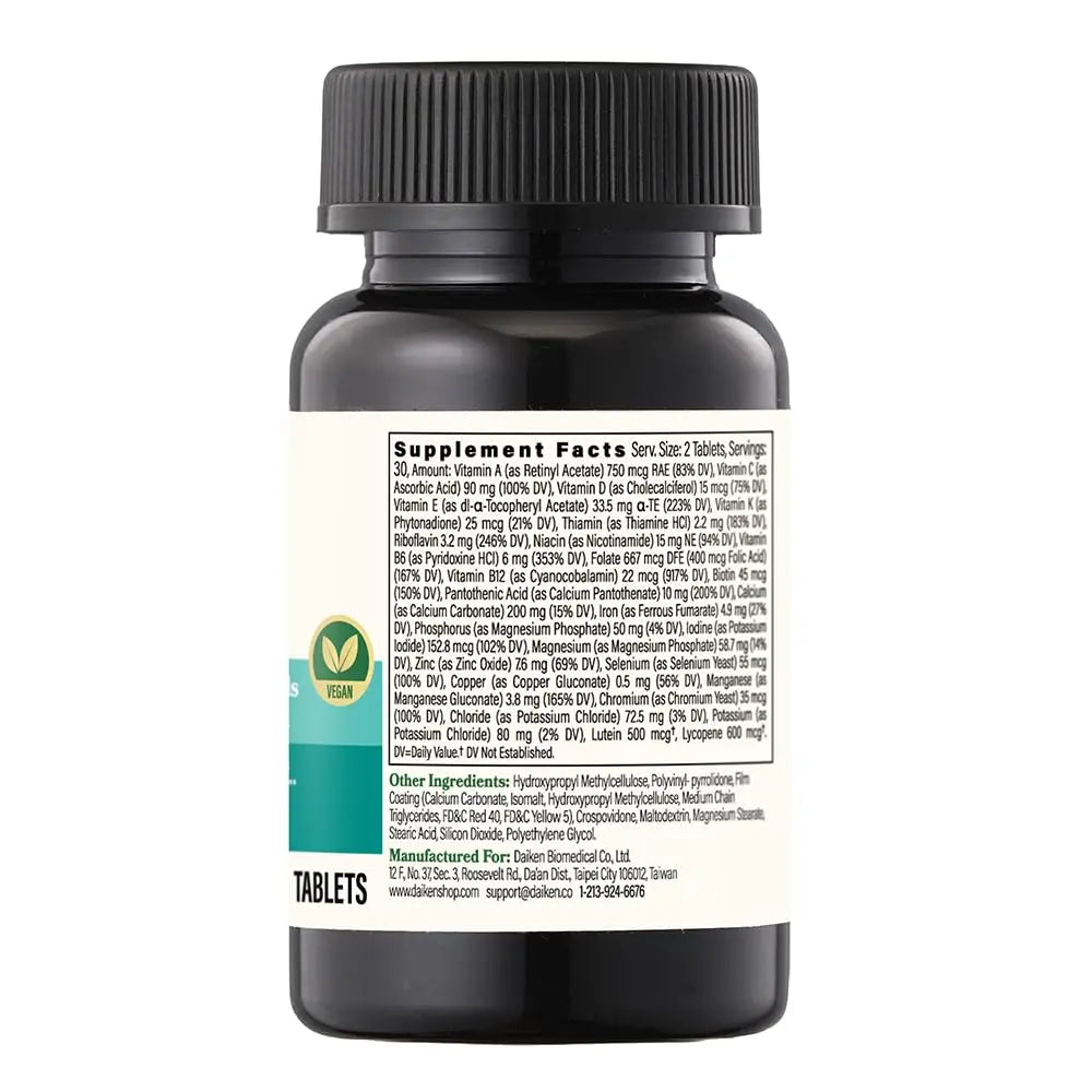 DAIKEN Mini Multivitamin, 60 Tablets, Enhanced with Lutein, Lycopene & Folic Acid, Time Released Multivitamin DAIKEN buy supplements canada