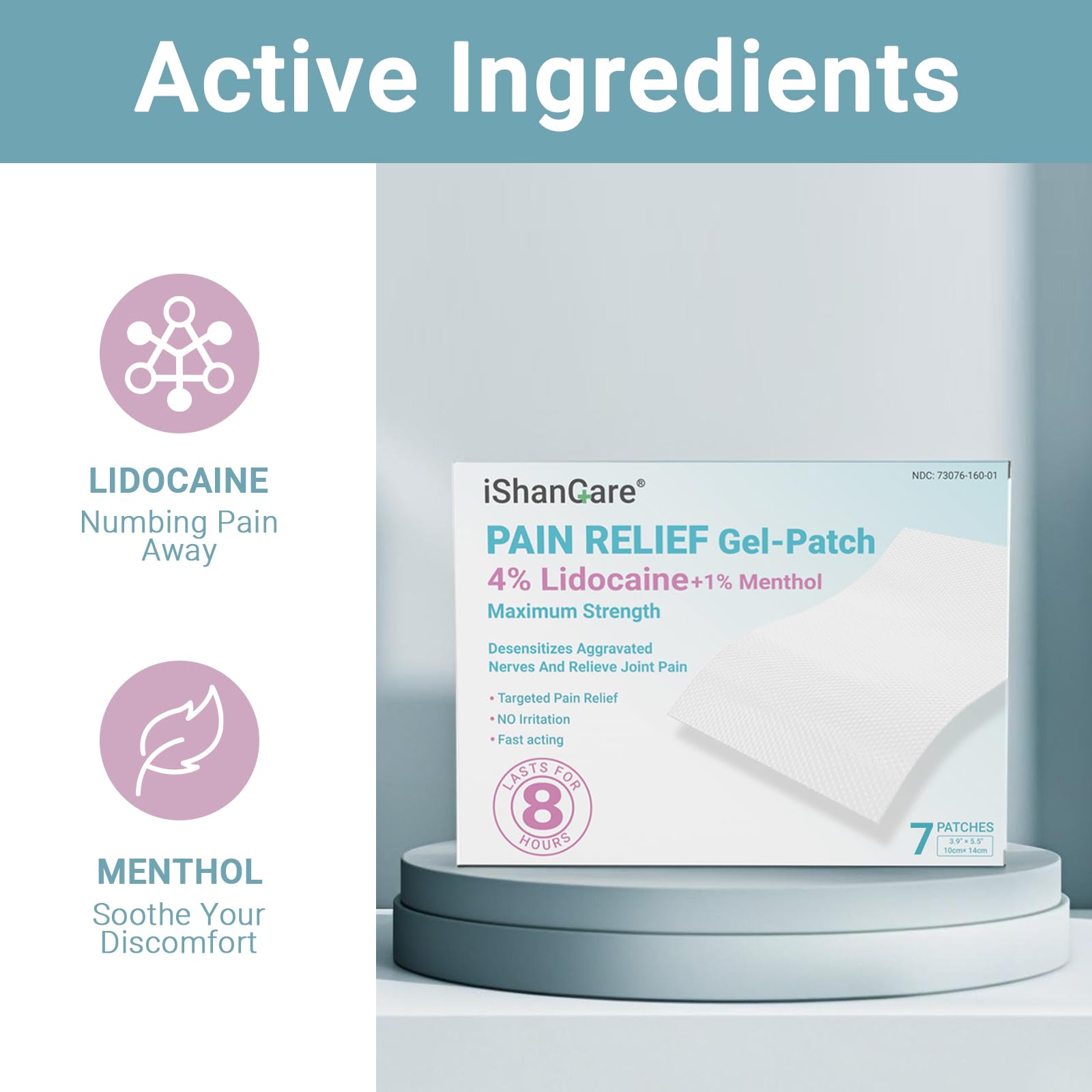 ishancare Lidocaine 4% + Menthol 1% Patches 14Count Fast Acting Maximum Strength Back Neck, Shoulders, Knees, Elbows Pain Relief - Temporary Nerve & Joint Pain Solution ishancare buy supplements canada