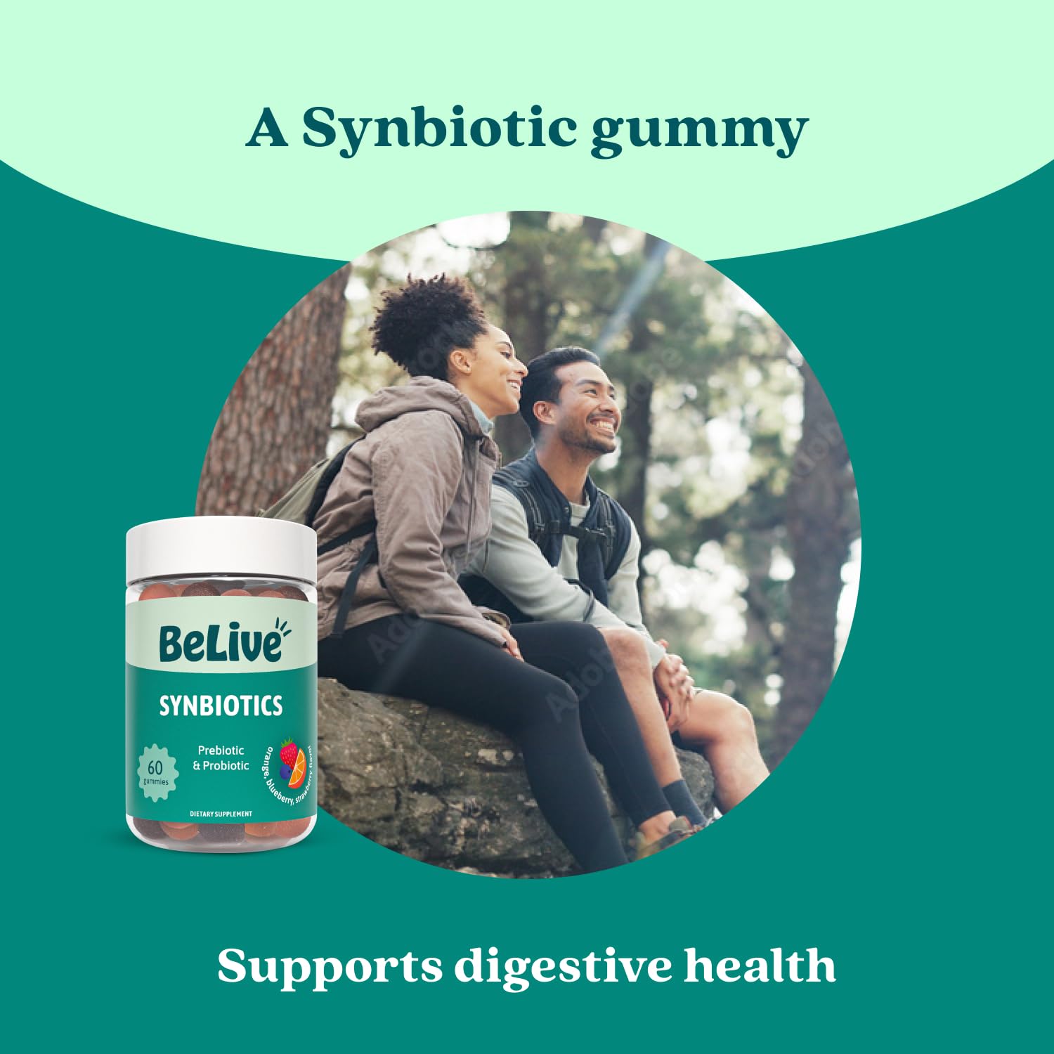 BeLive Synbiotics - Probiotic & Prebiotic Fiber Gummies – High Strength Inulin (3g), Dietary Fiber Supplement, Digestive Support for Kids & Adults BeLive buy supplements canada