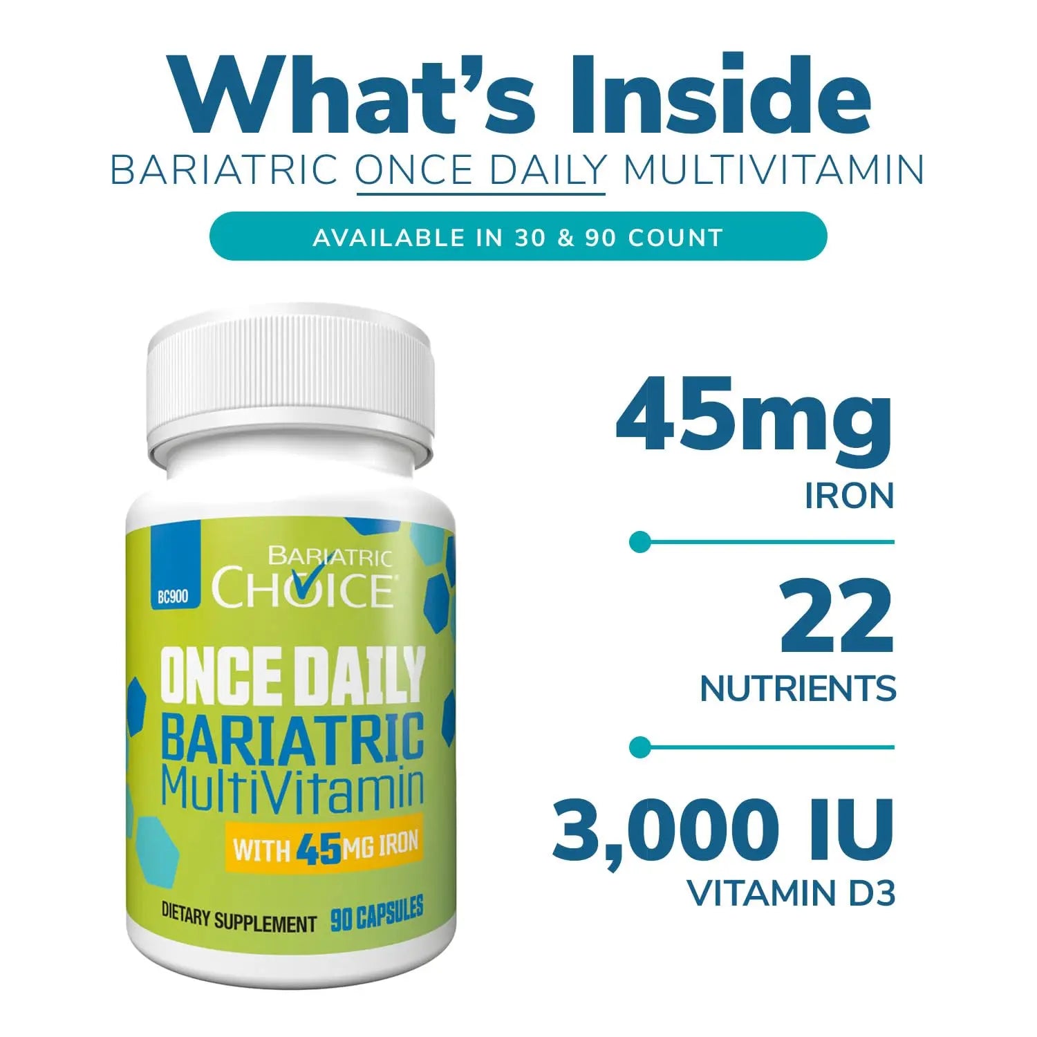 Bariatric Choice Multivitamin & Calcium Bundle (1-Month Supply) | 45mg Iron Multivitamin + 500mg Calcium Citrate with D3 & Probiotics | Bariatric Choice buy supplements canada