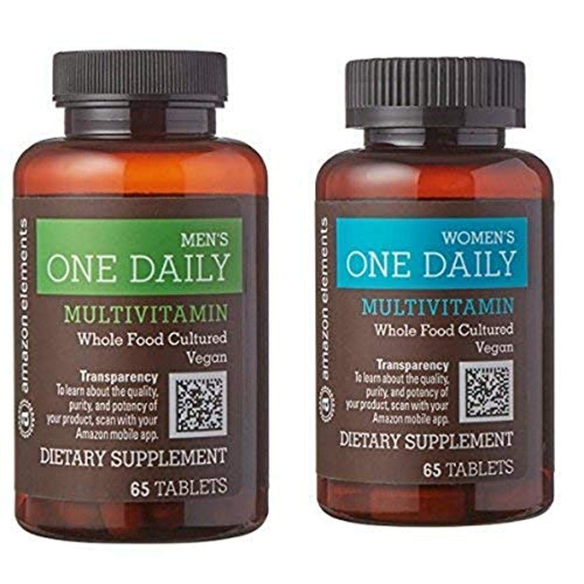 Amazon Elements Men's and Women's One Daily Multivitamins, Vegan, 65 Tablets, 2 month supply Amazon Elements buy supplements canada