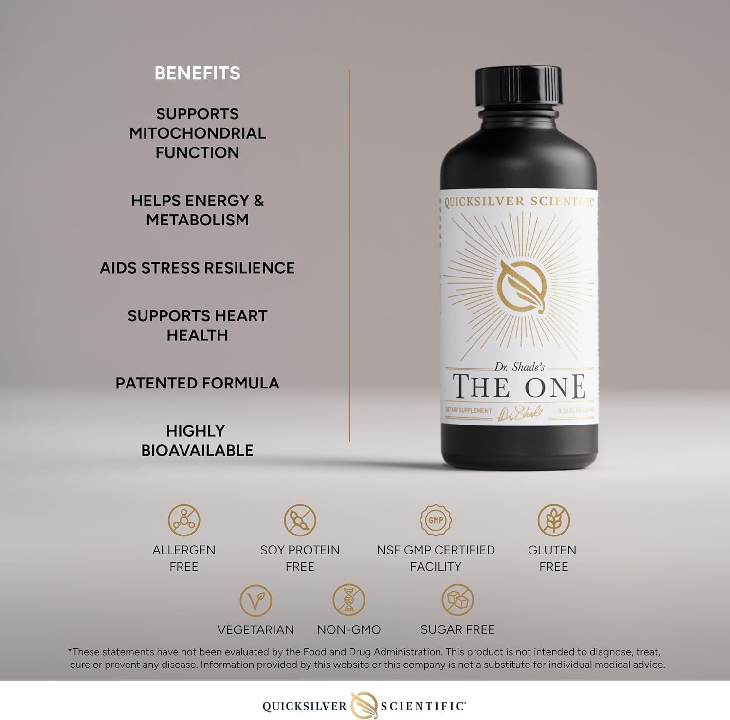 Quicksilver Scientific The ONE Mitochondrial Elixir - Mitochondria Supplement to Support Cellular Health with Phosphatidylcholine, Resveratrol, Reishi Mushroom & CoQ10 Liquid (3.38 Fl oz / 100ml) Quicksilver Scientific buy supplements canada