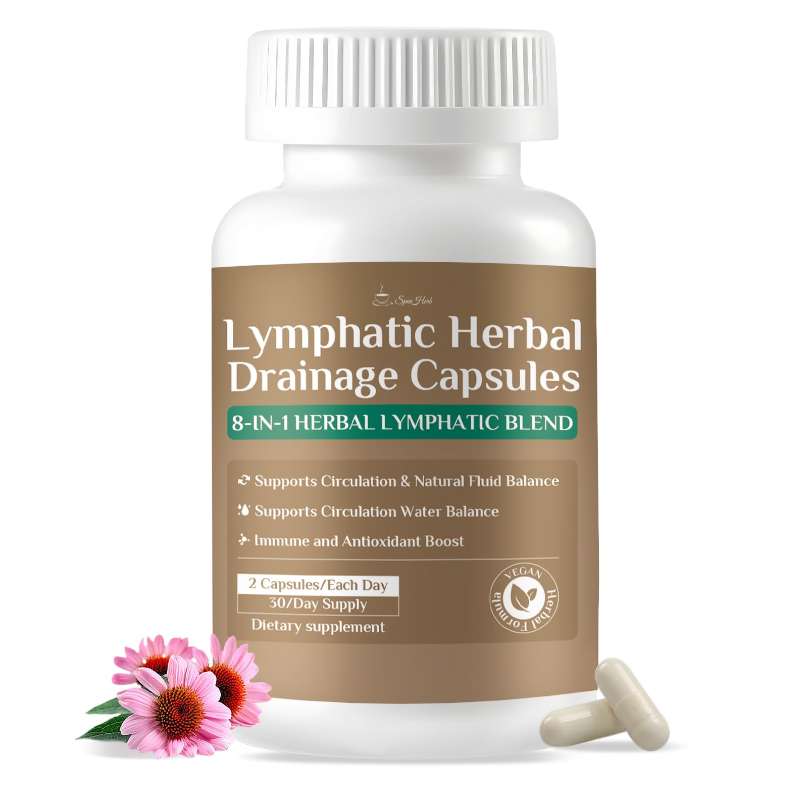 SpenHerb Lymphatic Drainage Capsules Supplements, 8-in-1 Herbal Lymphatic Blend Support Circulation and Natural Fluid Balance, Non-GMO Pure,60 Capsules/1 Pack SpenHerb buy supplements canada