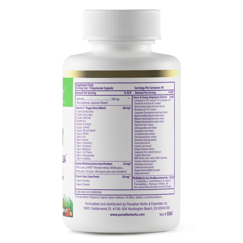 Paradise Herbs Earth's Blend Quercetin, for Immunity, Antioxidant Activity, Probiotics, Adaptogens, Vegan, Non GMO, Gluten Free, 90 Vegetarian Capsules Paradise Herbs buy supplements canada