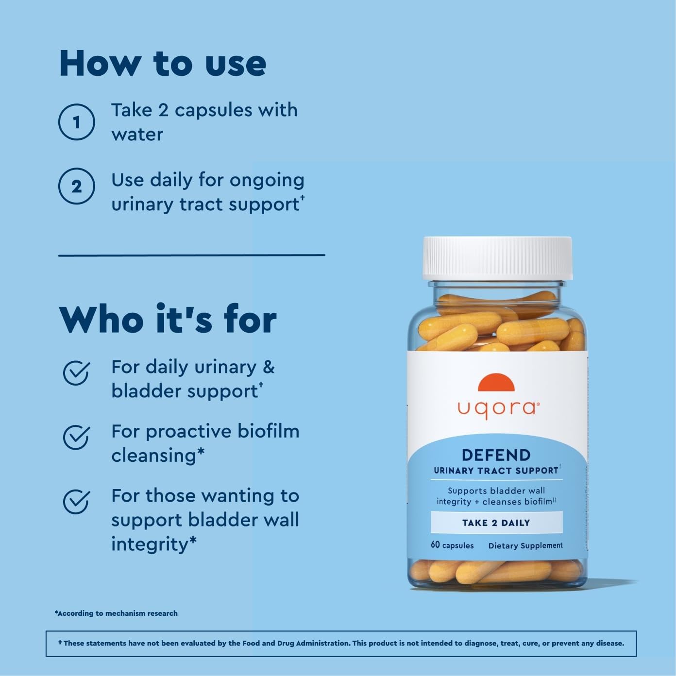 Uqora Defend - Urinary Tract Health Supplement - Support Bladder Health & Cleanse Biofilm* with D-Mannose, Green Tea Extract, Turmeric Extract & More Uqora buy supplements canada