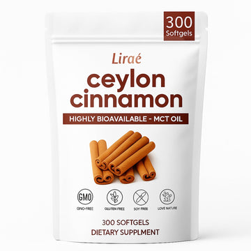 LIRAE Ceylon Cinnamon Softgels with MCT Oil – 300 Softgels – True Ceylon Cinnamon Supplement – Non-GMO, Gluten Free LIRAE buy supplements canada