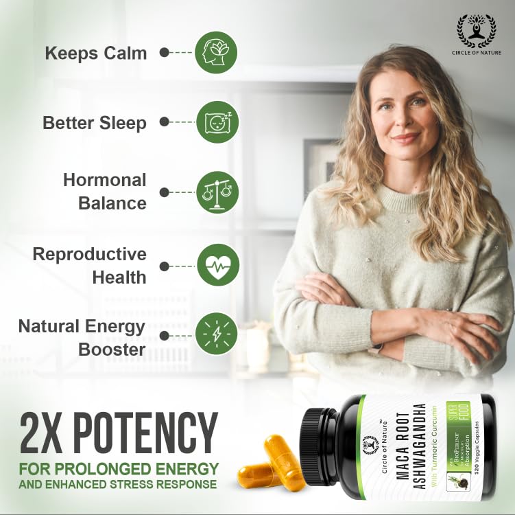 Maca Root 10,000 mg, Ashwagandha 6000mg Extract, Capsules for Men & Women CIRCLE OF NATURE buy supplements canada