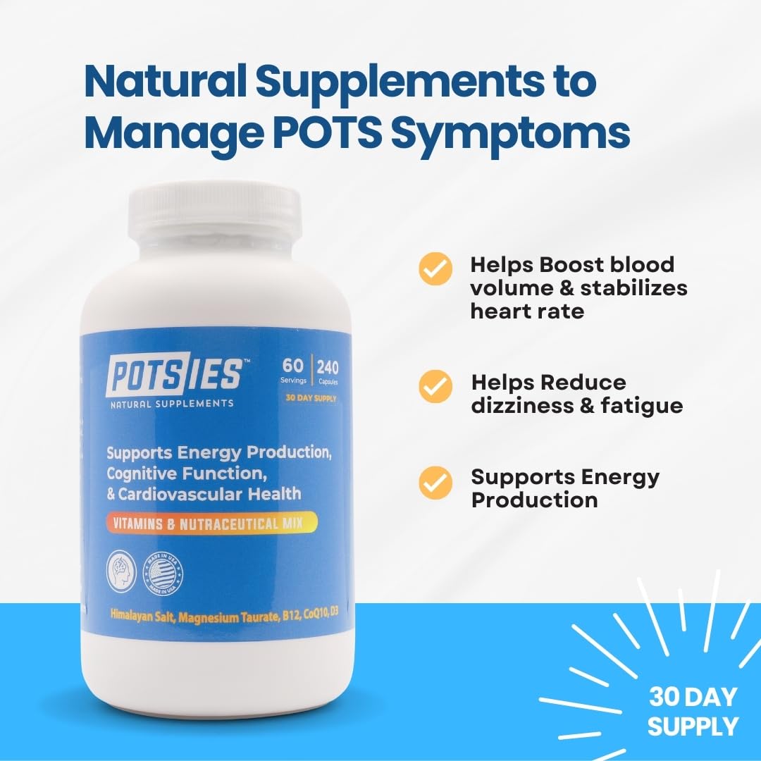 Potsies POTS Supplement Vitamin & Nutraceutical Mix Capsules for Pots Syndrome | POTS Management Essentials | 240 Capsules - 30 Day Supply Potsies buy supplements canada