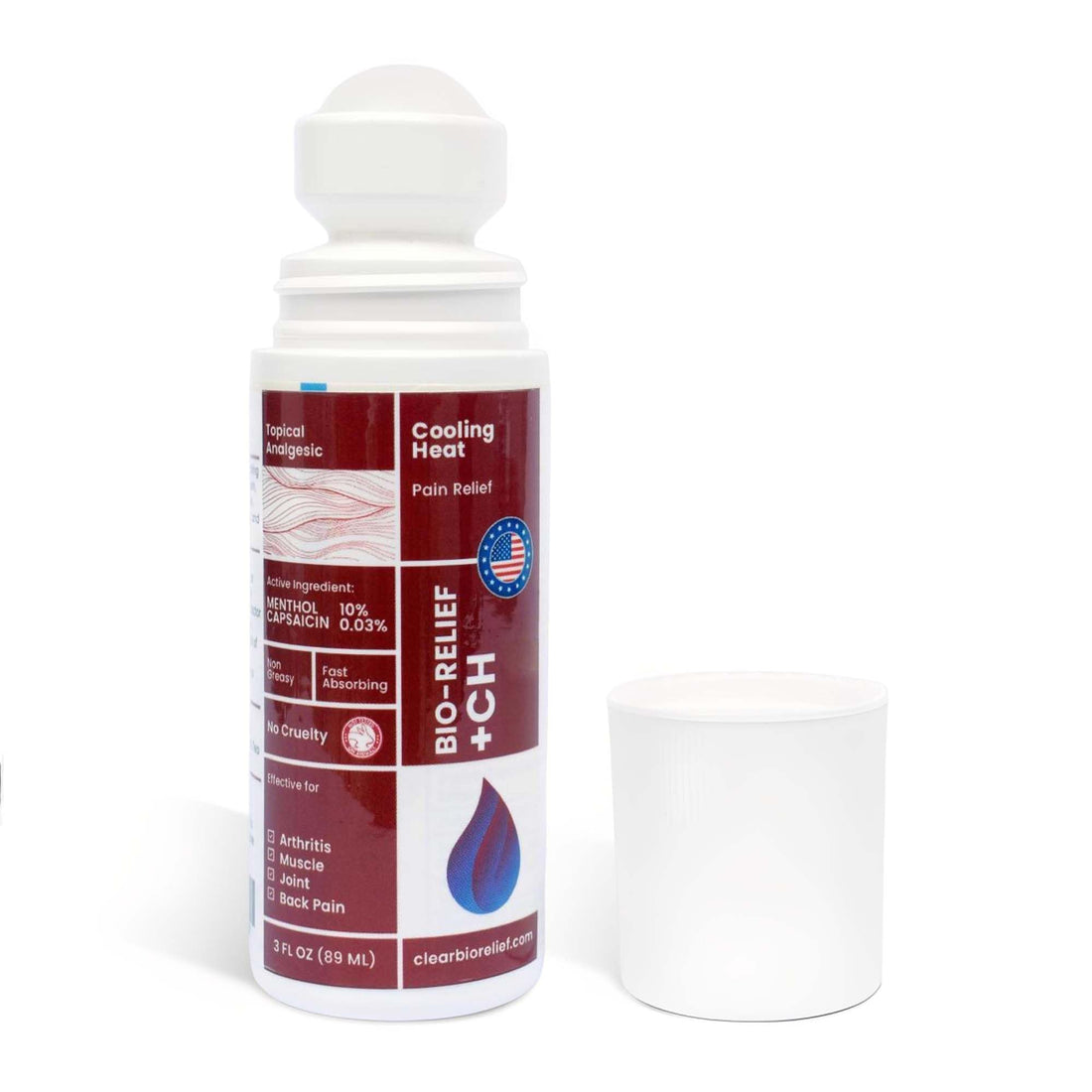 BIO-RELIEF +CH Pain Relief Roll On w 10% Methanol | Highly Effective, Cool & Topical Pain Relief Extra Strength for Arthritis,Muscle,Joint & Back | Easy Roll On Maximum Strength, Made in USA Scientific Solutions Global buy supplements canada
