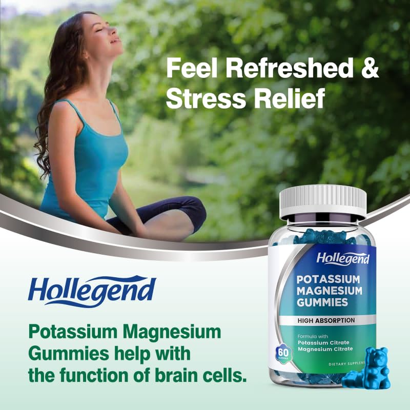 HOLLEGEND Potassium Magnesium Gummies, High Absorption Potassium Citrate 99mg Magnesium Citrate 180mg, Chewable Gummy Supplements for Leg Cramps & Muscle, 60 Count HOLLEGEND buy supplements canada