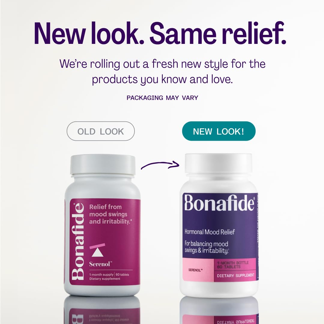 Serenol by Bonafide. Relief from Hormonal Mood Swings, Irritability, & PMS Bloating. — 3-Month Supply (180 Tablets) Bonafide buy supplements canada