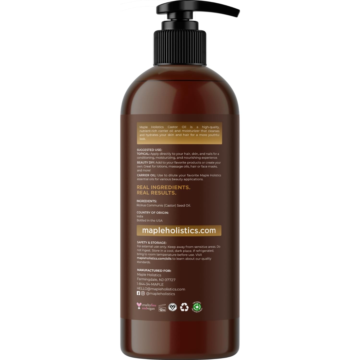 Pure Castor Oil for Body & Skin Care Great for Wraps & Compresses - Castor Oil for Hair Skin Maple Holistics buy supplements canada