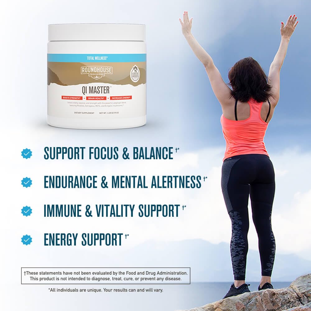ROUNDHOUSE PROVISION Qi Master Adaptogen Blend, Earthy Mushroom Flavor with Astragalus Root, Rhodiolife Extract, MCT, 8 Organic Mushrooms (30 Scoops) by Chuck Norris ROUNDHOUSE PROVISION buy supplements canada