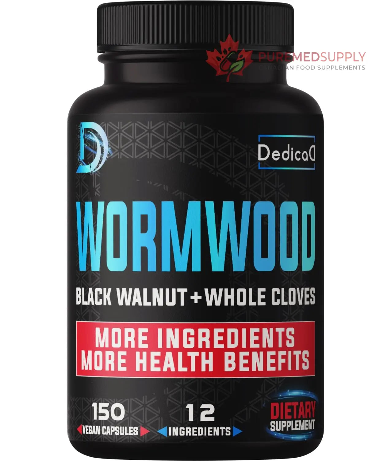 DEDICAD Premium Wormwood Extract Capsules - 5 Month Supply for Immune - 12 Herbs Blended with Black Walnut Leaves, Ginger, Turmeric & More - 150 Counts DEDICAD buy supplements canada