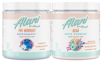 Alani Nu Breezeberry Pre Workout and BCAA Sour Gummies Post Workout Powder Bundle Alani Nu buy supplements canada