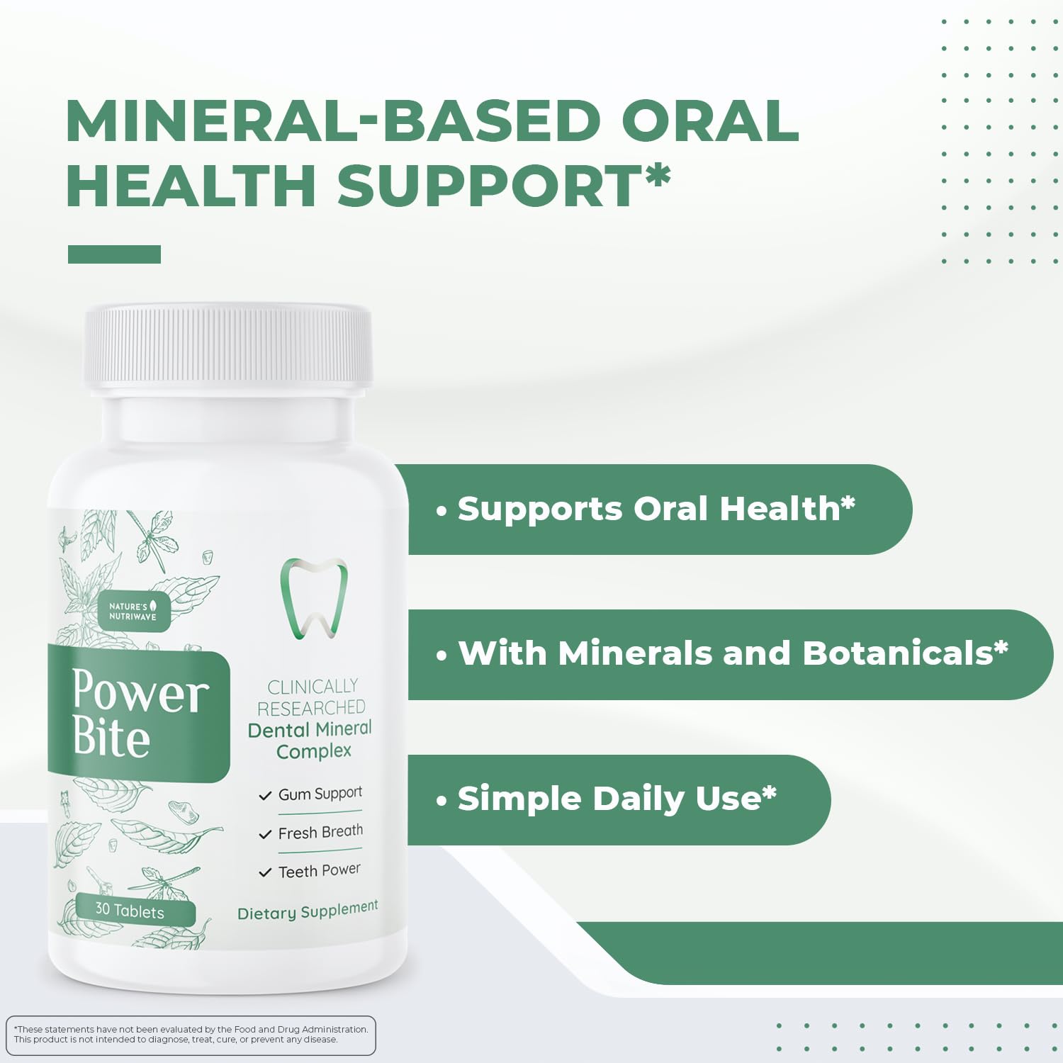 Power Bite Tablets – Mineral Complex with Calcium, Xylitol, Myrrh & Clove Oil – Natural Chewable Formula – Made in USA, Non-GMO, GMP Certified – 30 Tablets – 3 Month Supply Nature’s NutriWave buy supplements canada