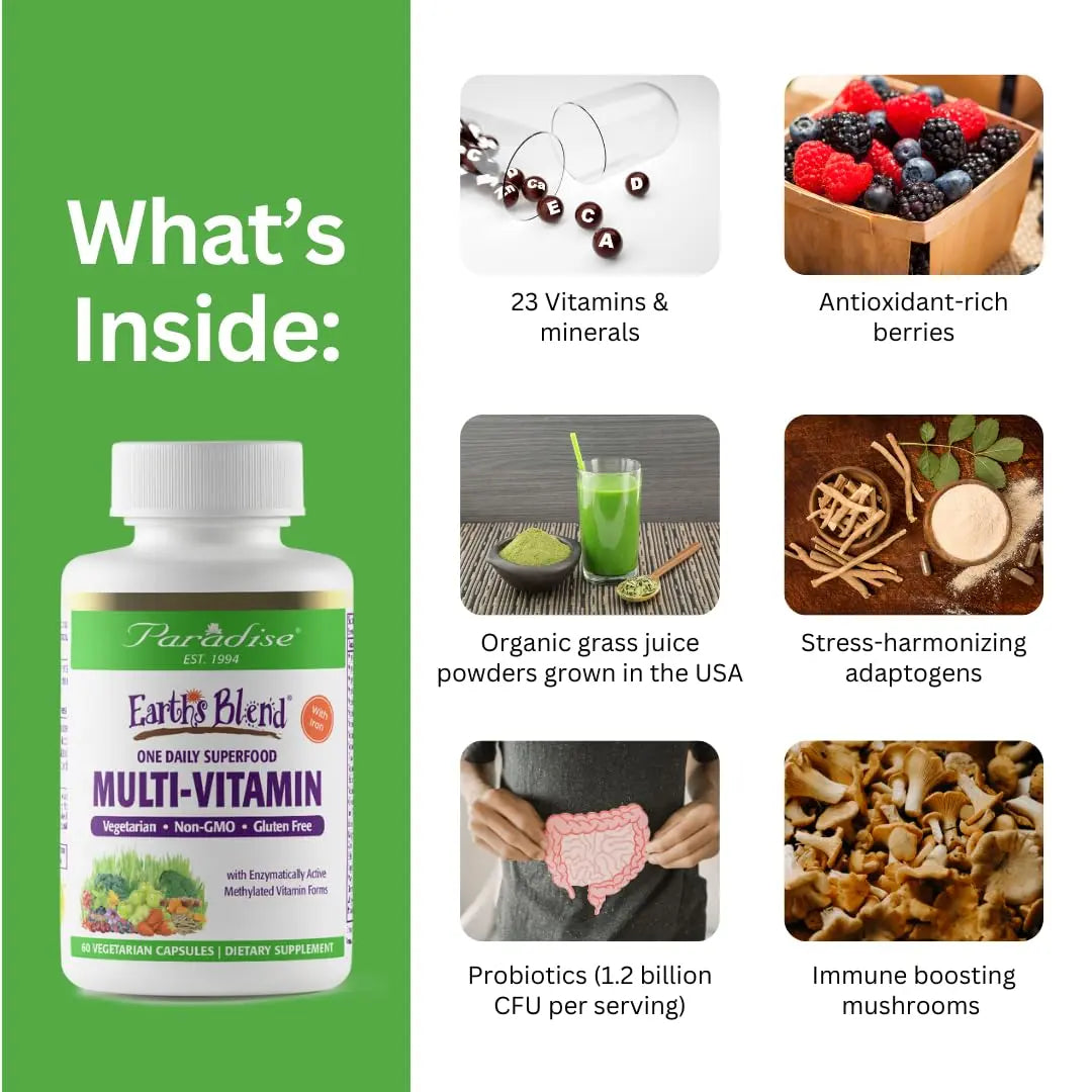 Paradise Herbs Earth's Blend Women's Once Daily Multivitamin with Iron, 48 Organic Superfoods, Probiotics, Antioxidants Paradise Herbs buy supplements canada