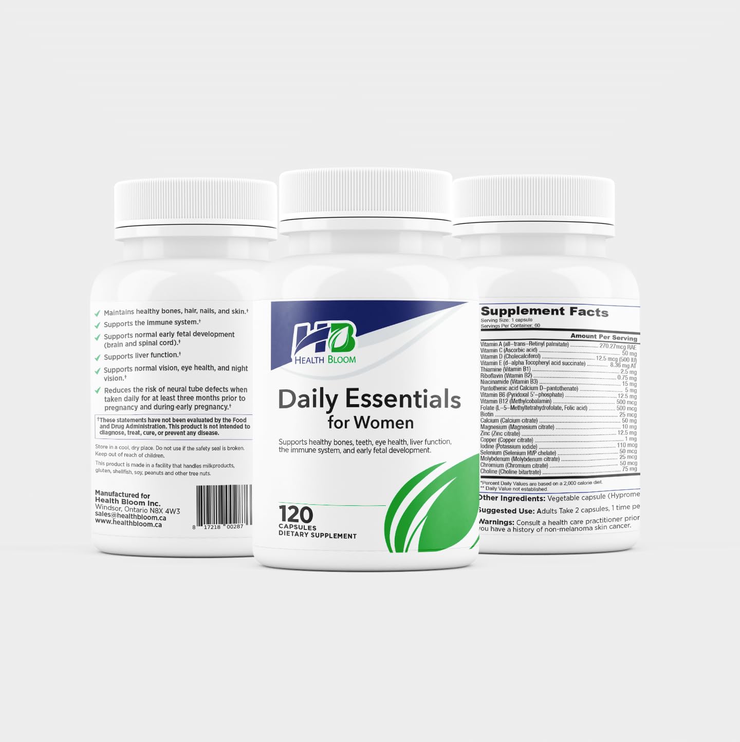 Daily Essentials for Women| 120 Capsules | Health Bloom | Vitamins and Minerals Capsules | Health Bloom Inc. buy supplements canada